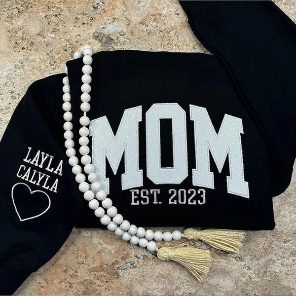 Mama shirt, Sparkly Sweatshirt, embroidered shirt, mama, customized shirt, personalized gift, mom shirt, crew neck shirt, glitter shirt