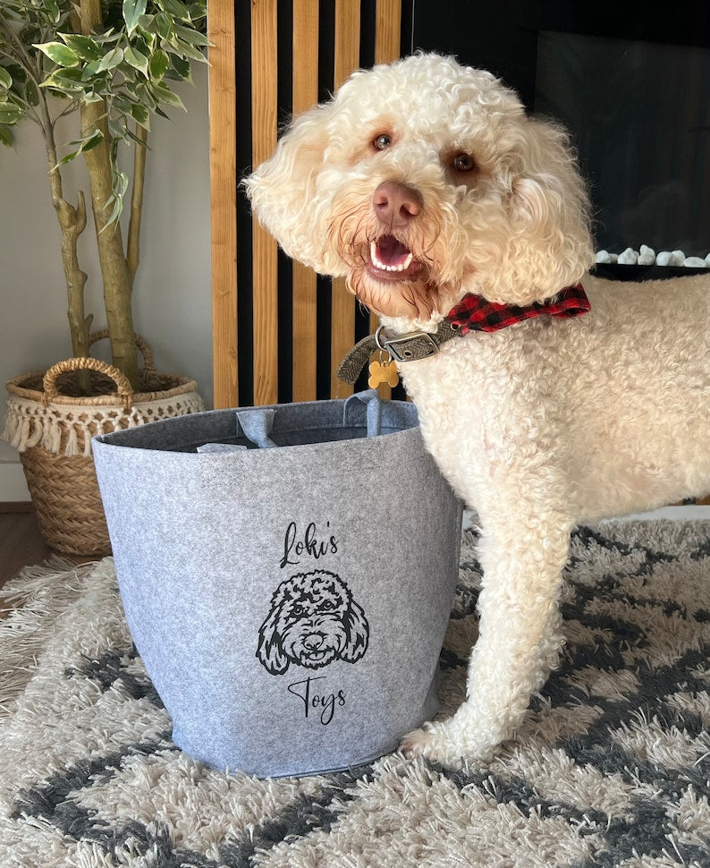 Personalized Dog Toy Storage Bag, Personalized Dog Toy Basket, Gift for Dog Lovers