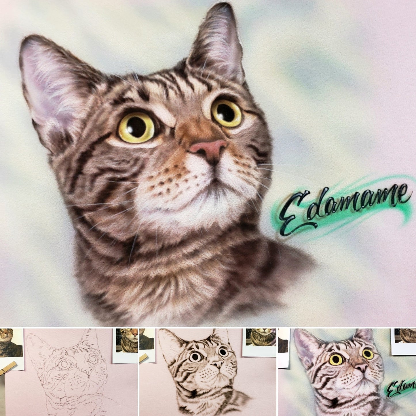 Pet Portrait Custom Airbrush Photo-Realistic, Hand Painted from Your Image Tee, Sweatshirt Hoodie