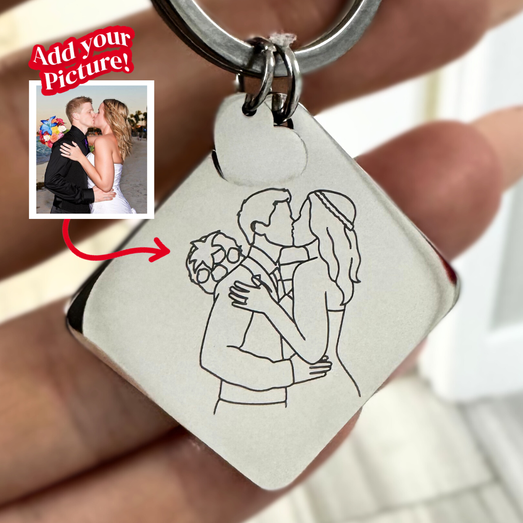 Custom meter Square Key chain Outlined Photo