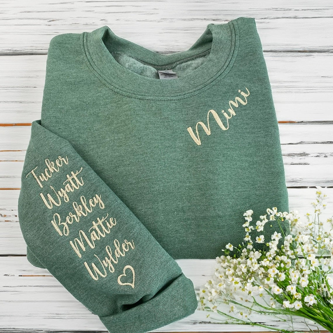 Custom Mama Embroidered Sweatshirt, Custom Mama Crewneck With Kids Names, Personalized  Mom Sweatshirt, Gift For Mom, Mother's Day Gift