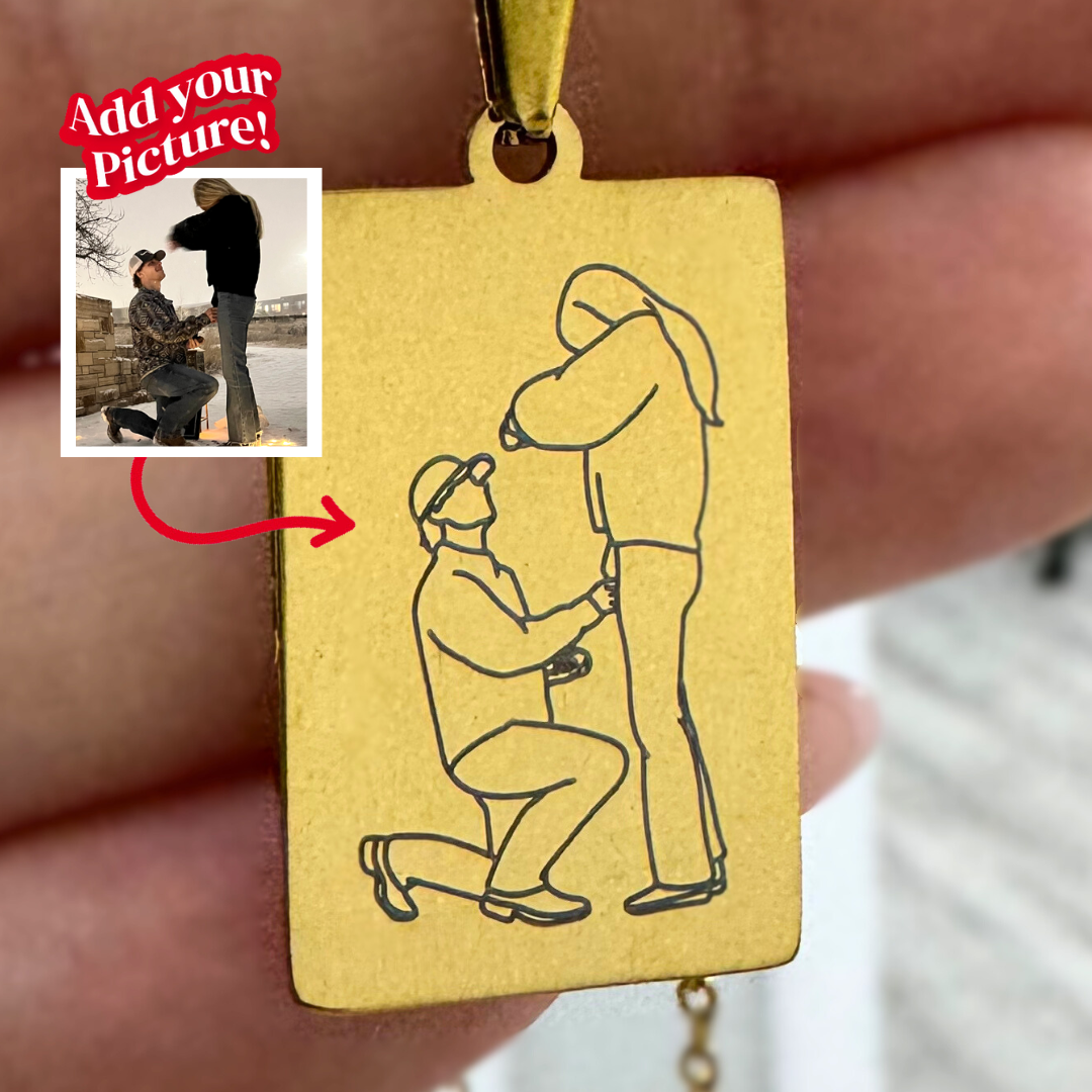 Custom metope Tag Outline Necklace