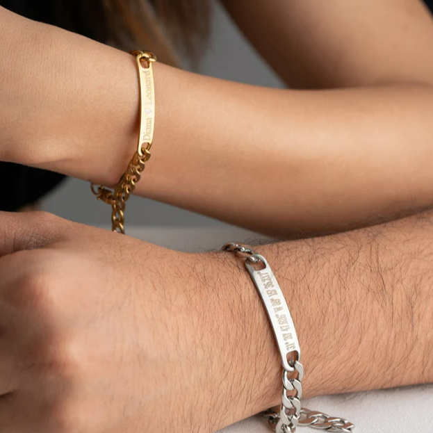 Personalized Couples Engraved Bracelet