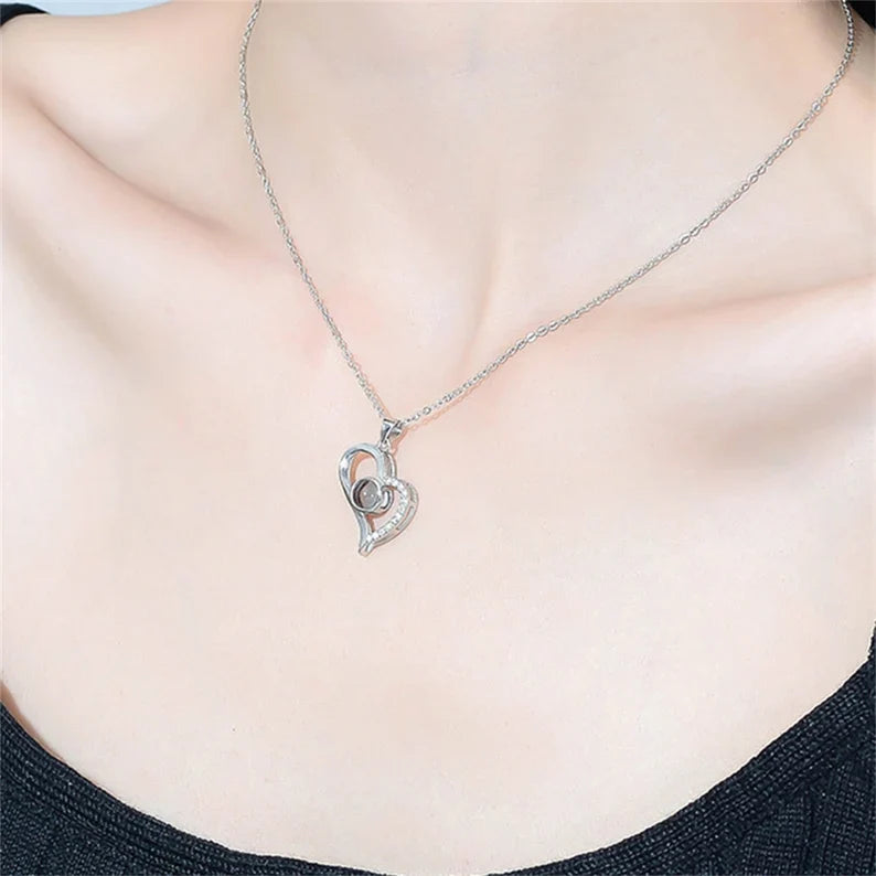 Heart Drop Picture Projection Necklace