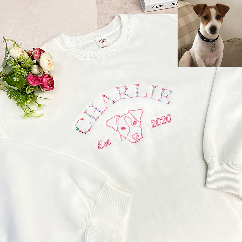 Floral Custom Embroidered Dog Sweatshirt