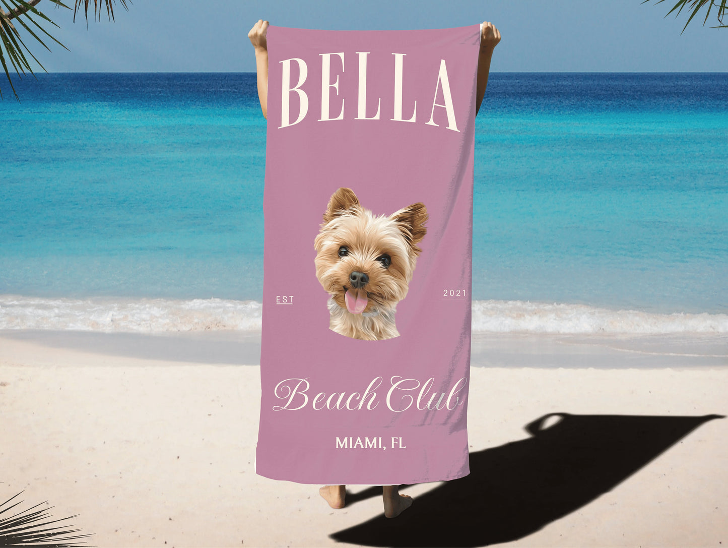 Custom Pet Beach Club Towel, Beach Towel With Pet Name