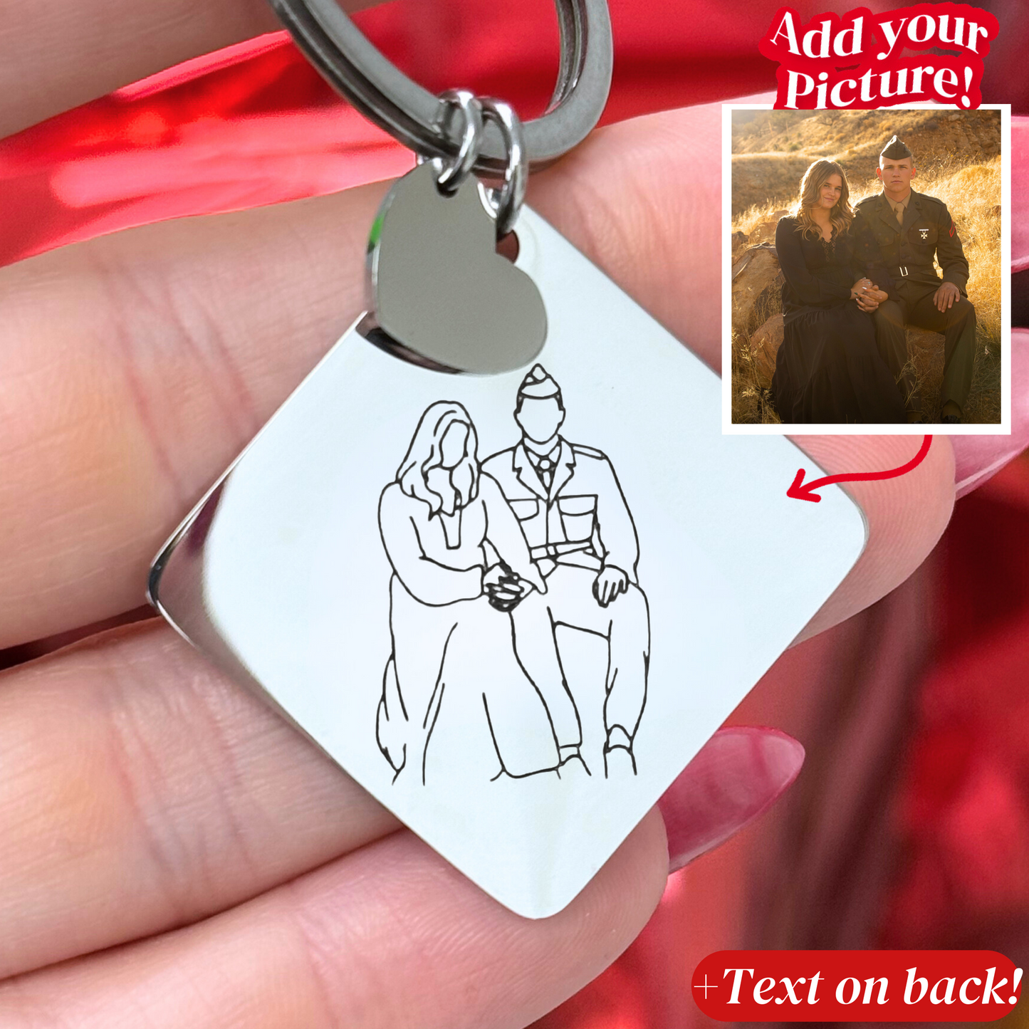 Custom meter Square Key chain Outlined Photo