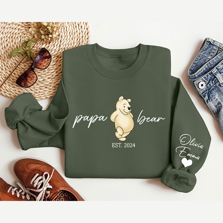 Custom Lovely Mama| Papa Bear Shirt with Kid Name on Sleeve, Mothers Day Gift