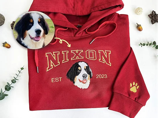 Custom Dog Hoodie with Pet's Face Personalized Embroidered Sweatshirt