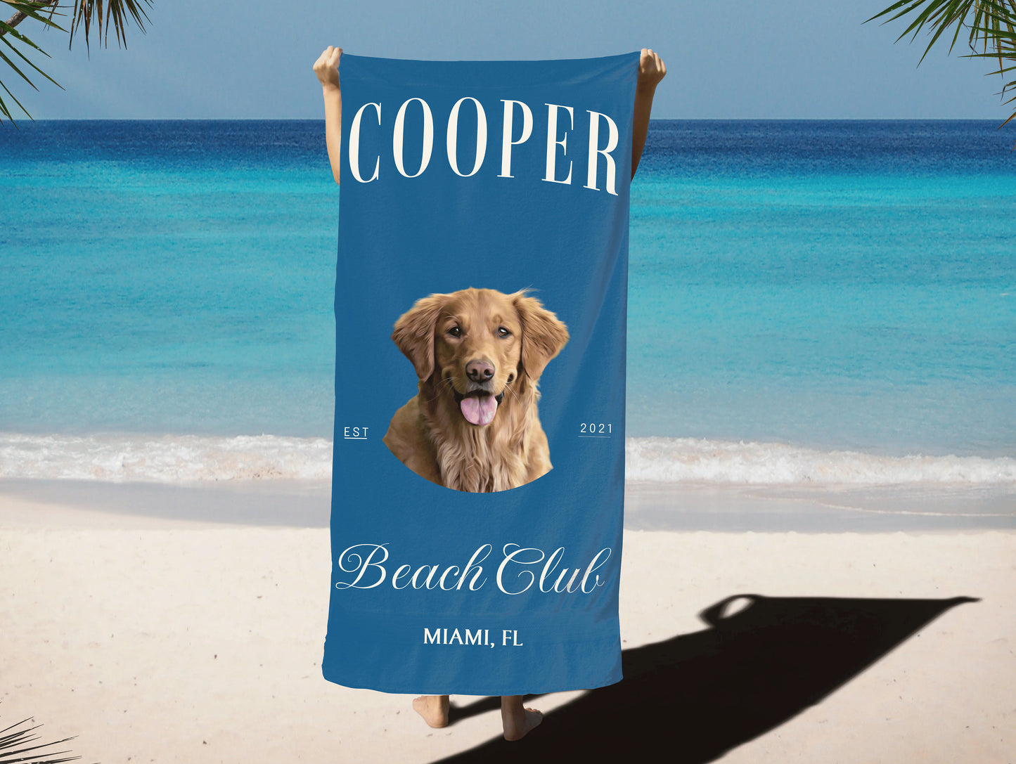 Custom Pet Beach Club Towel, Beach Towel With Pet Name