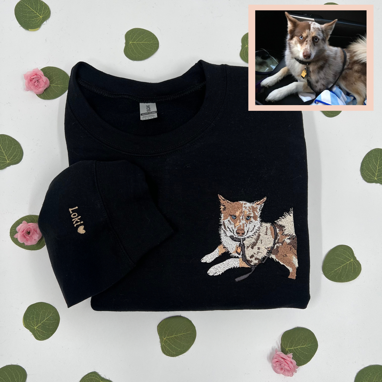 Custom FULL COLOR Pet Portrait embroidered Sweatshirt