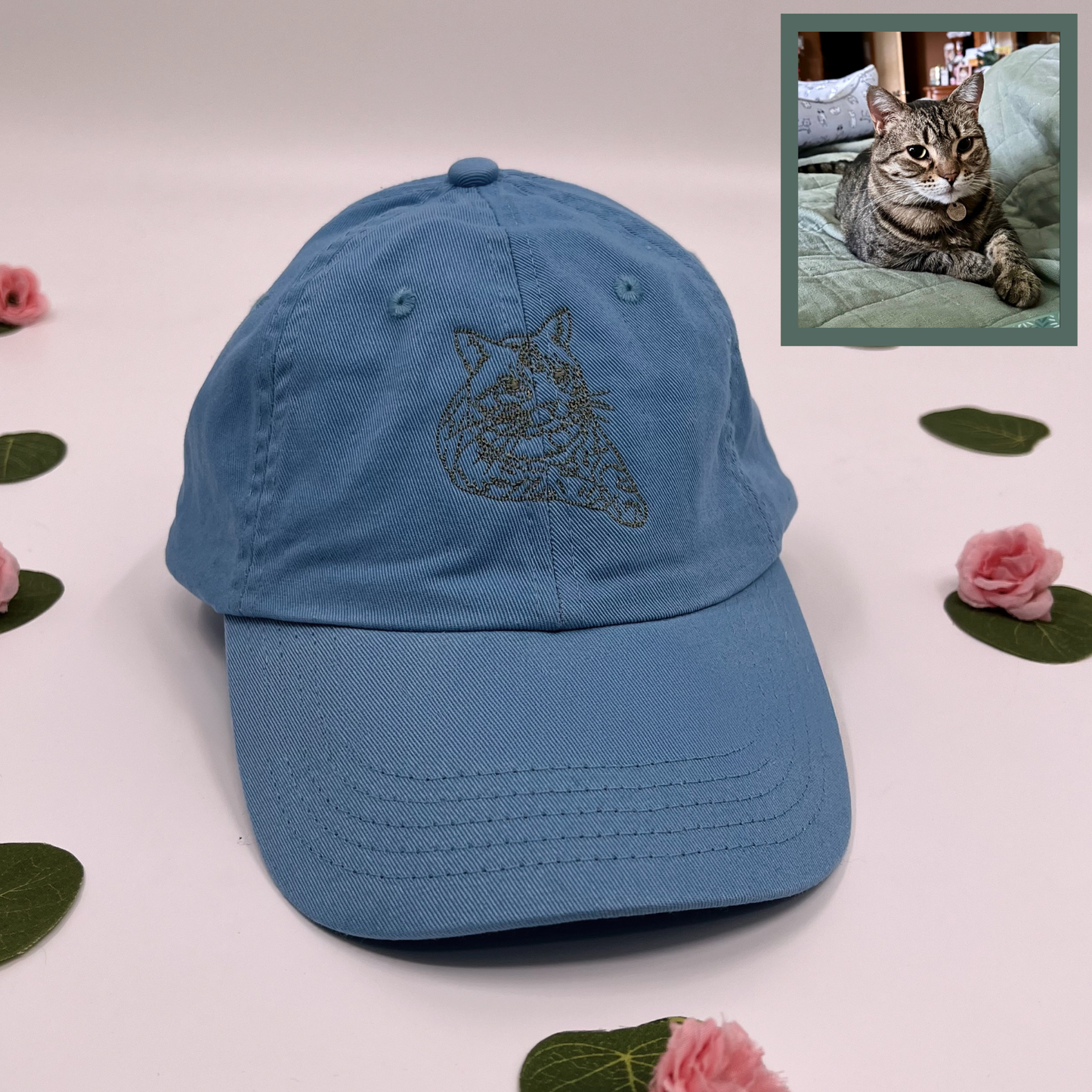 Custom Pet Portrait embroidered Dad baseball Hat