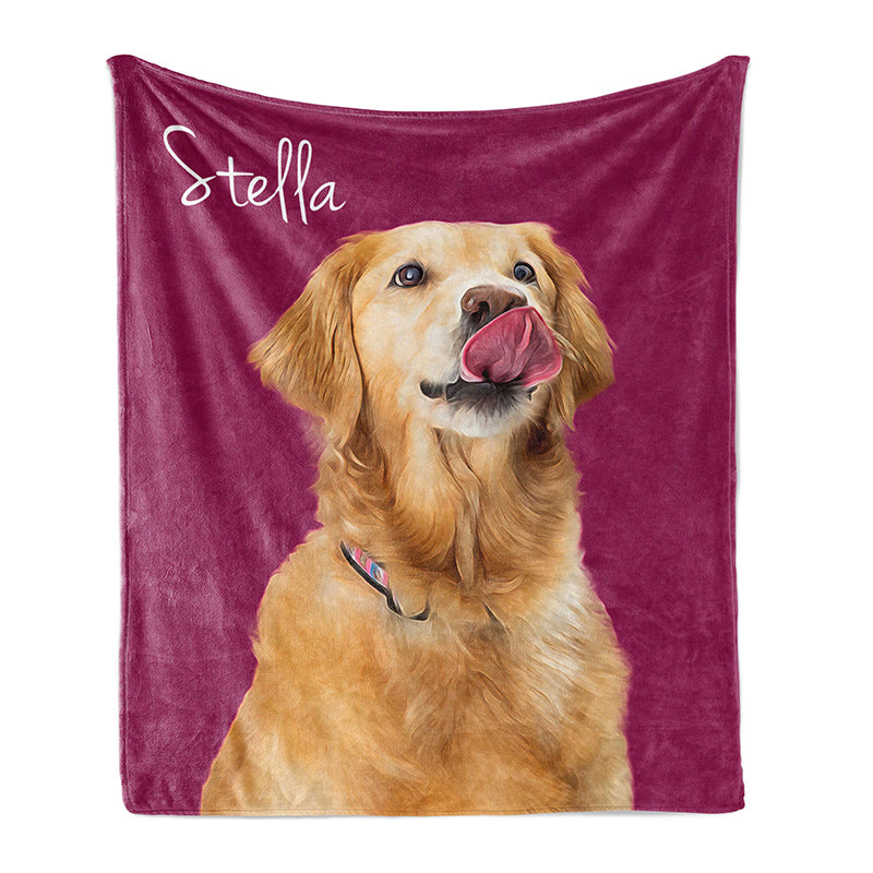 Custom Dog Face Blankets, Personalized Pet Photo Blanket, Fleece Dog Blankets