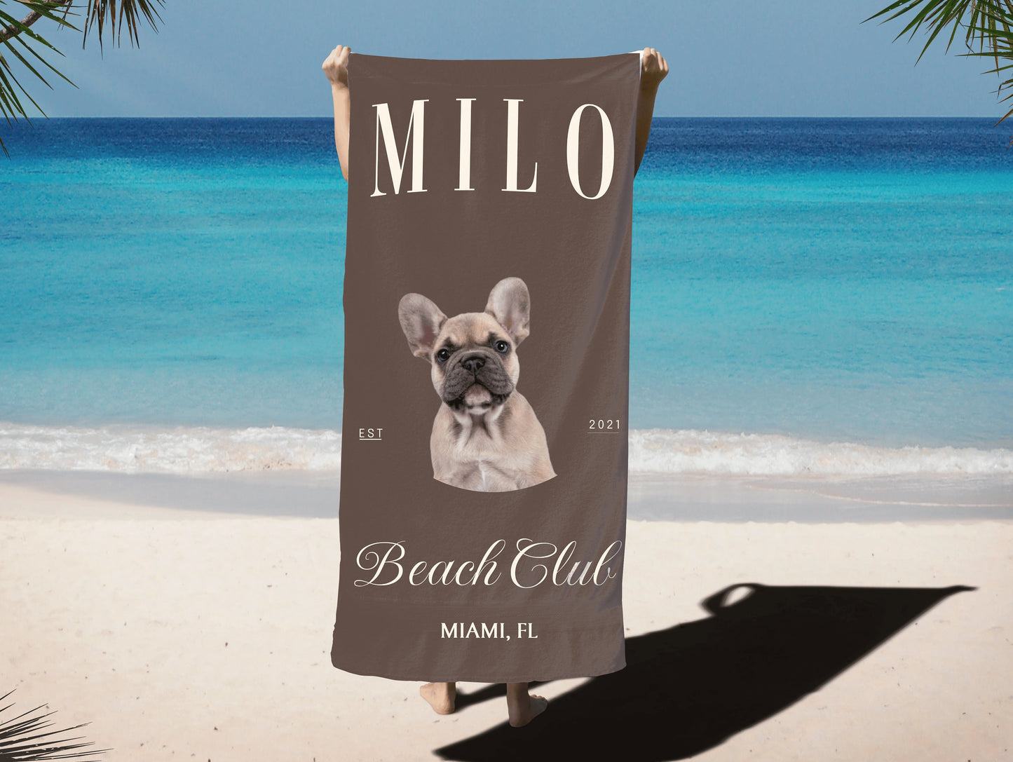 Custom Pet Beach Club Towel, Beach Towel With Pet Name