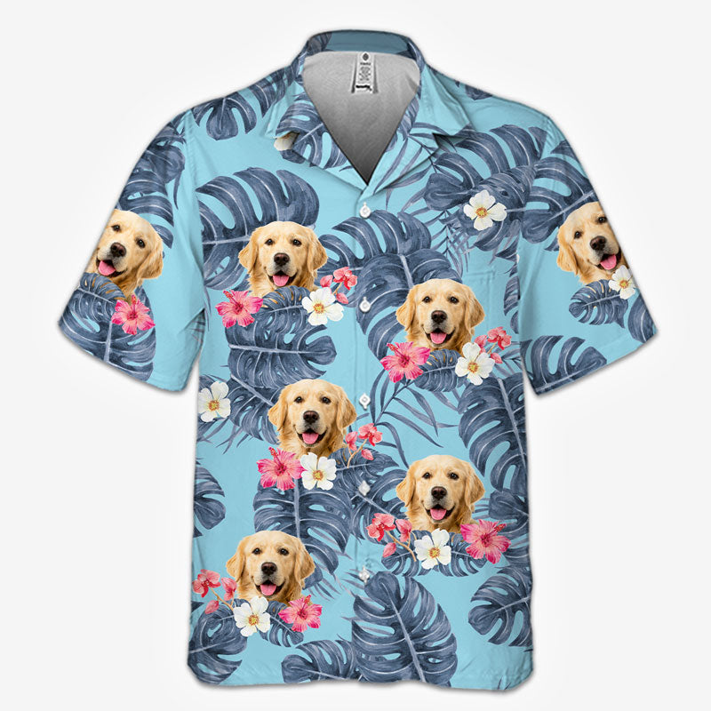 Tropical Leaves And Pet - Dog & Cat Personalized Custom Unisex Hawaiian Shirt