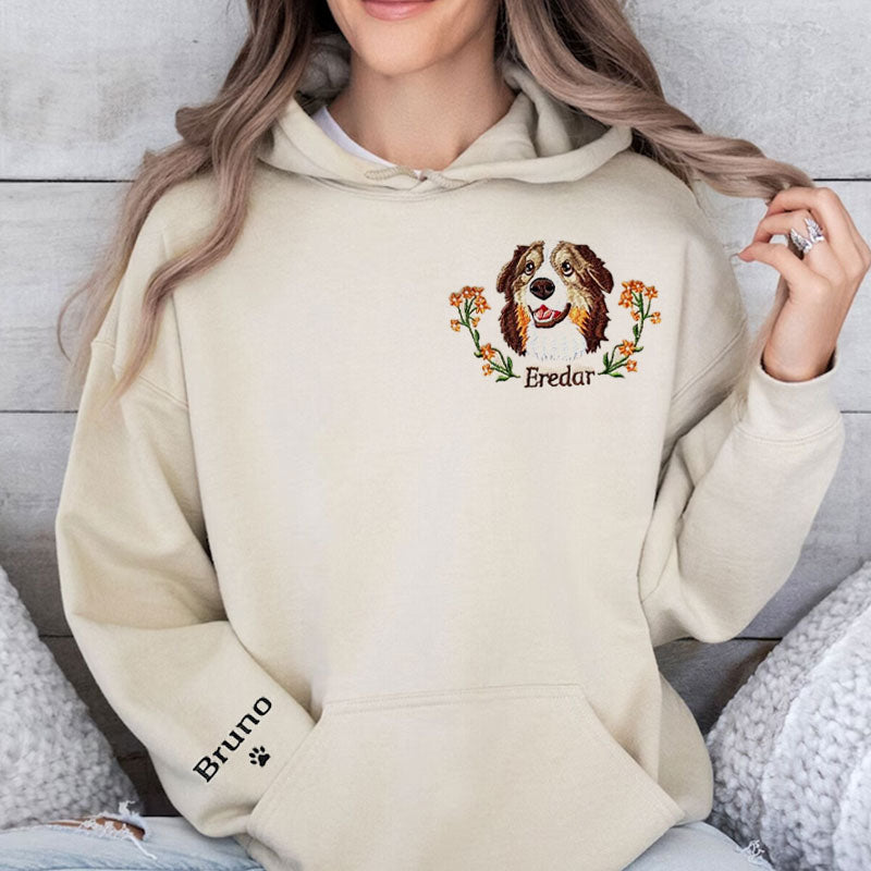 Personalized Pet Portrait Embroidery Sweatshirt Hoodie T-shirt