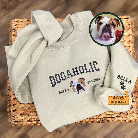 Custom Dog Hoodie with Pet's Face Personalized Embroidered Sweatshirt