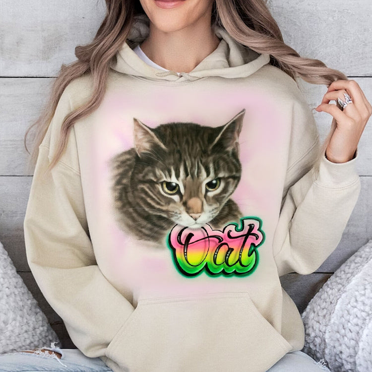 Pet Portrait Custom Airbrush Photo-Realistic, Hand Painted from Your Image Tee, Sweatshirt Hoodie