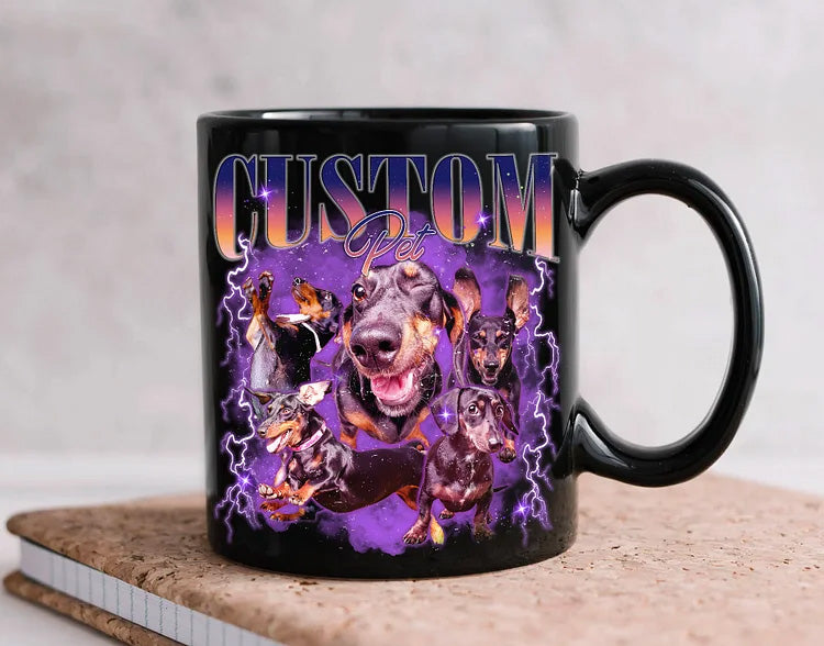 Custom Pet Mug, Using Pet Photo + Name, Custom Photo Vintage 90s