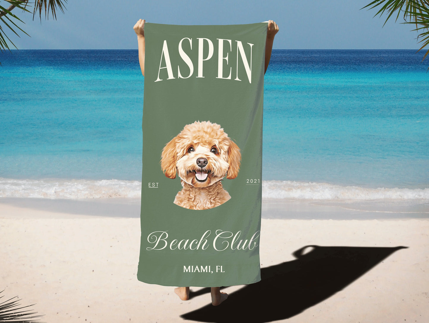 Custom Pet Beach Club Towel, Beach Towel With Pet Name