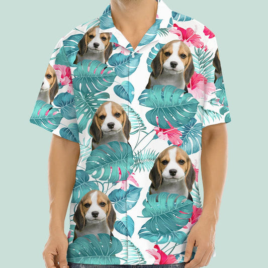 Tropical Leaves And Pet - Dog & Cat Personalized Custom Unisex Hawaiian Shirt