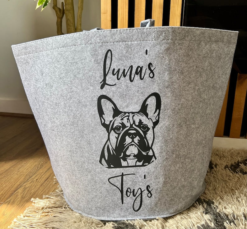 Personalized Dog Toy Storage Bag, Personalized Dog Toy Basket, Gift for Dog Lovers