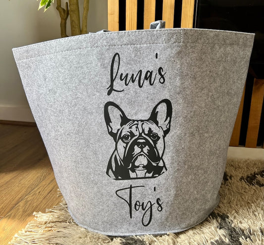 Personalized Dog Toy Storage Bag, Personalized Dog Toy Basket, Gift for Dog Lovers