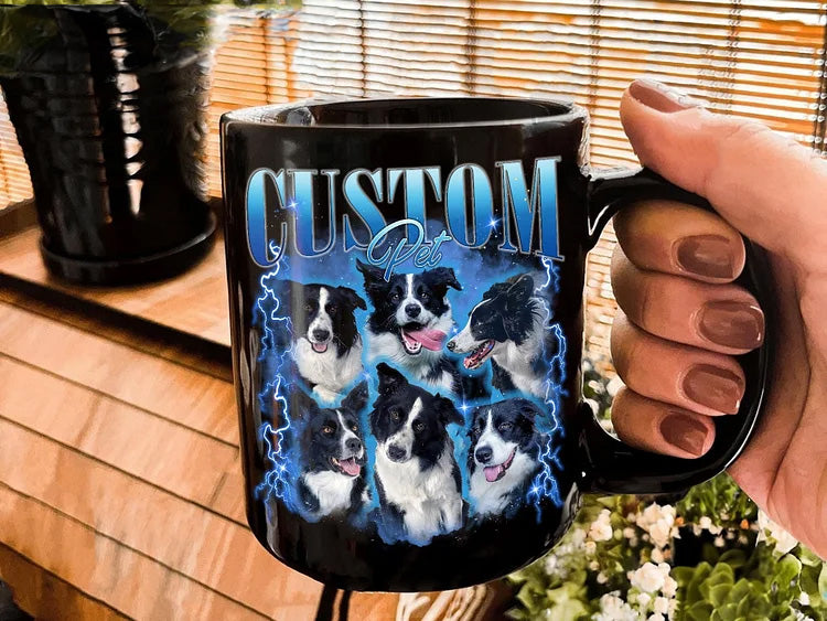 Custom Pet Mug, Using Pet Photo + Name, Custom Photo Vintage 90s