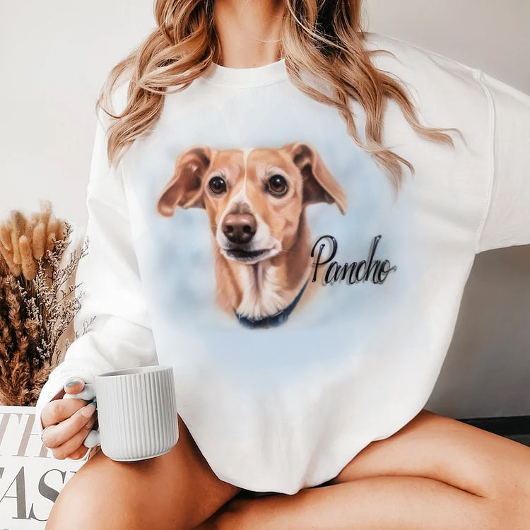 Pet Portrait Custom Airbrush Photo-Realistic, Hand Painted from Your Image Tee, Sweatshirt Hoodie