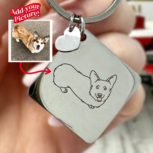 Custom meter Square Key chain Outlined Photo