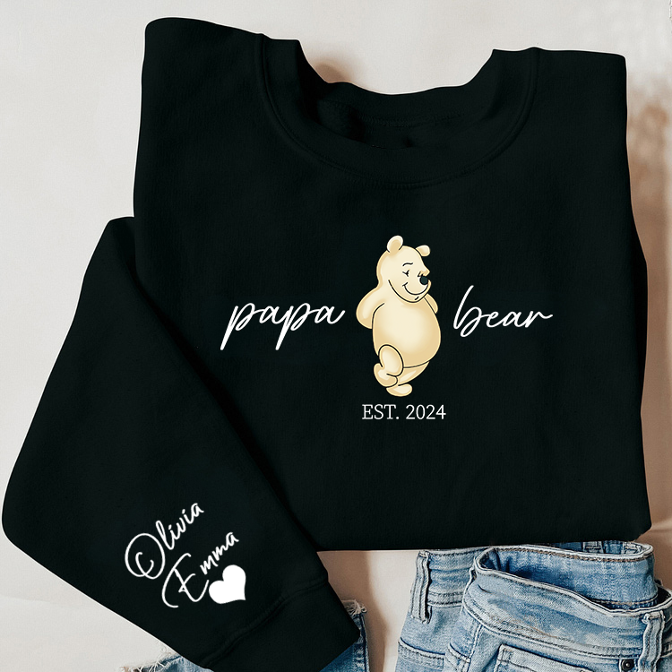 Custom Lovely Mama| Papa Bear Shirt with Kid Name on Sleeve, Mothers Day Gift