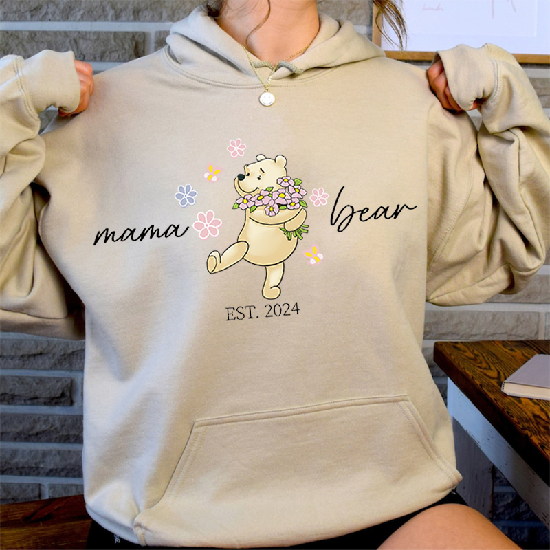 Custom Lovely Mama| Papa Bear Shirt with Kid Name on Sleeve, Mothers Day Gift