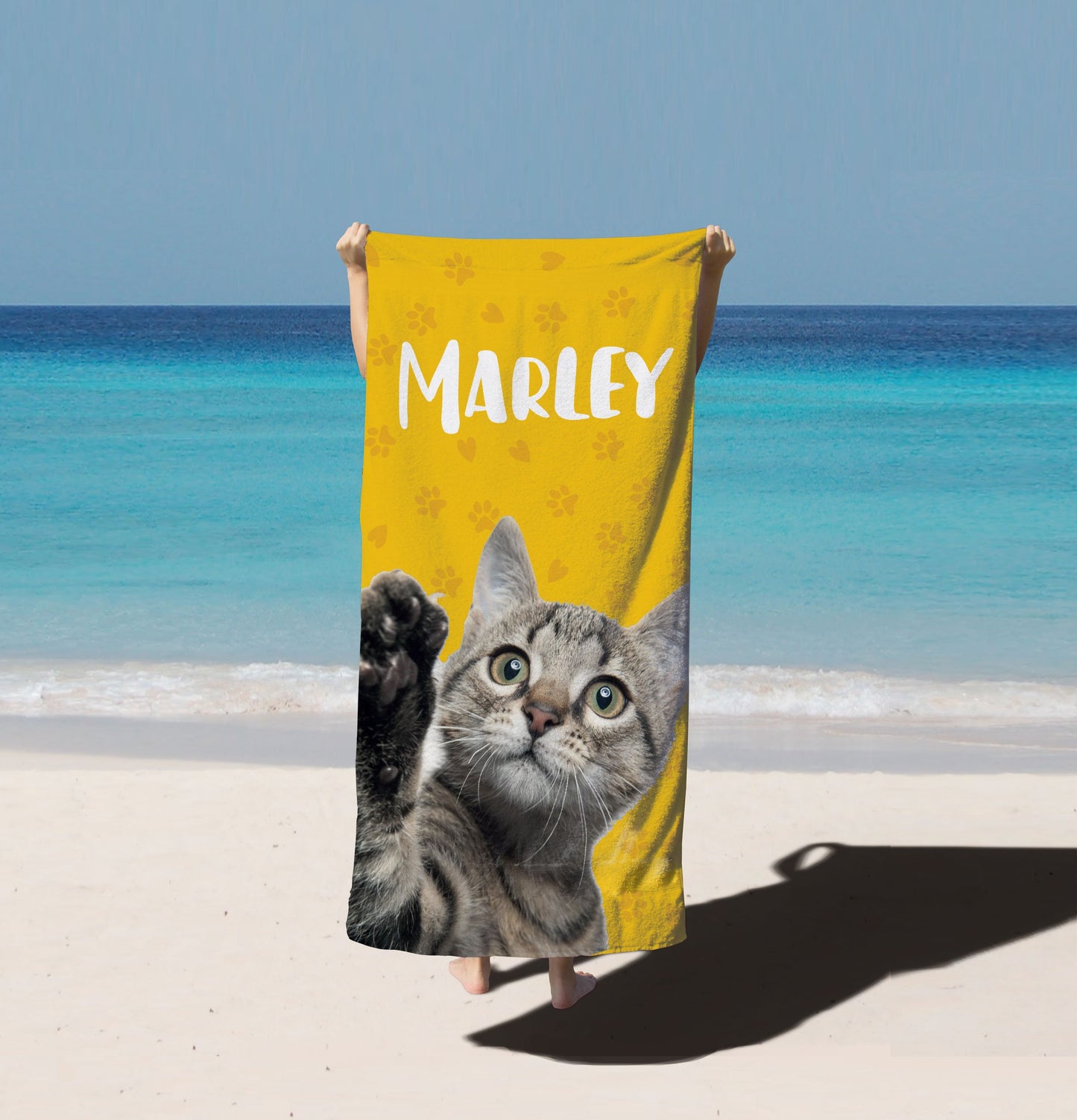 Custom Pet Photo Beach Towel with name, Dog Picture Beach Towel