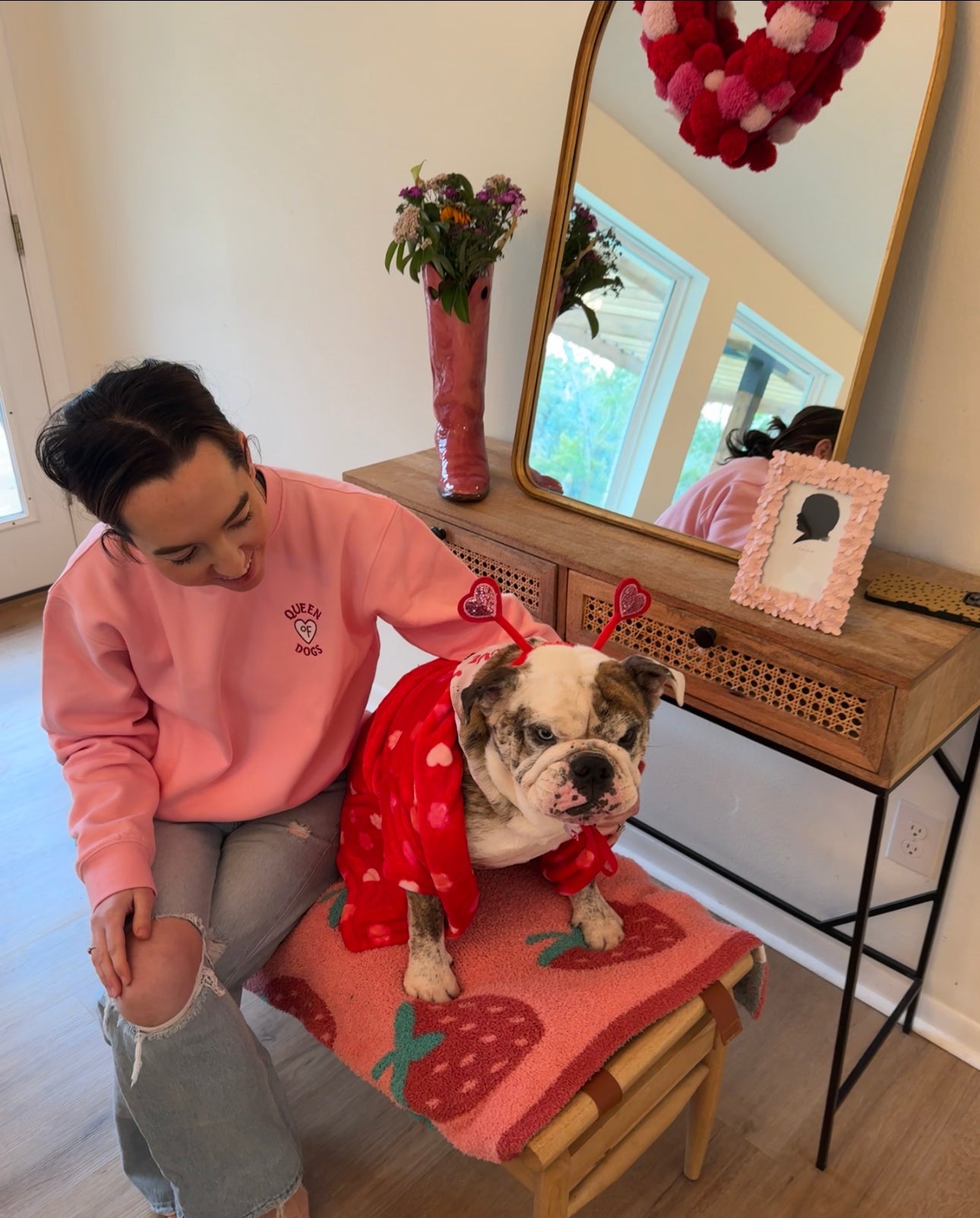 Queen Of Dogs - Embroidered Valentine's Day Sweatshirt