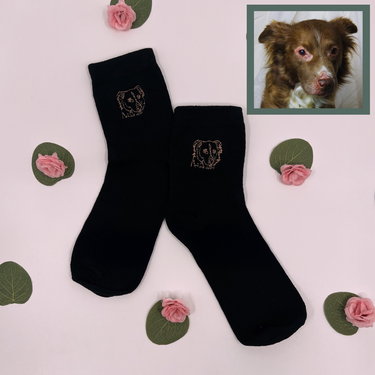 Custom Photo Embroidered Crew Socks