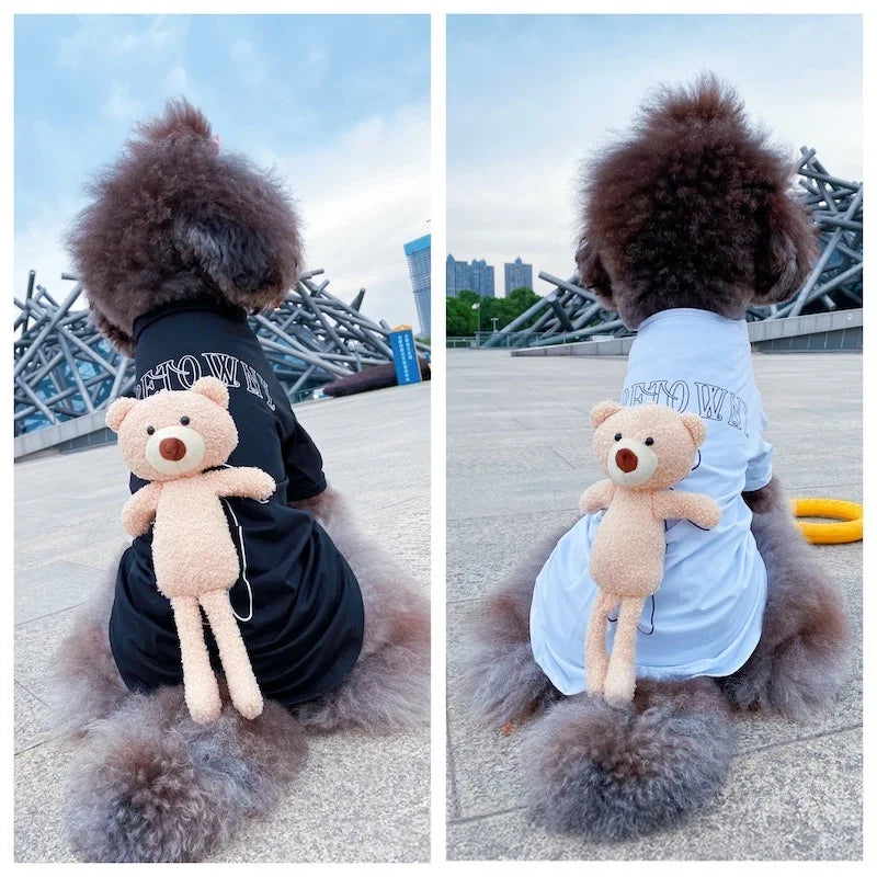 Family Clothes for Dogs and Owner Matching Outfits. Pet Cat Clothes. 3D Doll Bear T-shirt Short Sleeve Summer Dog Jack Jacket Human Clothing