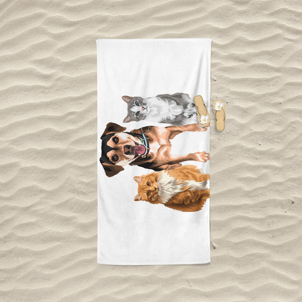 Custom Pet Photo Beach Towel, 1-3 Pets