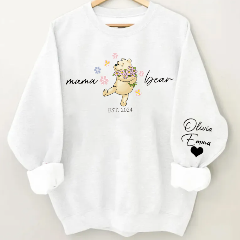 Custom Lovely Mama| Papa Bear Shirt with Kid Name on Sleeve, Mothers Day Gift