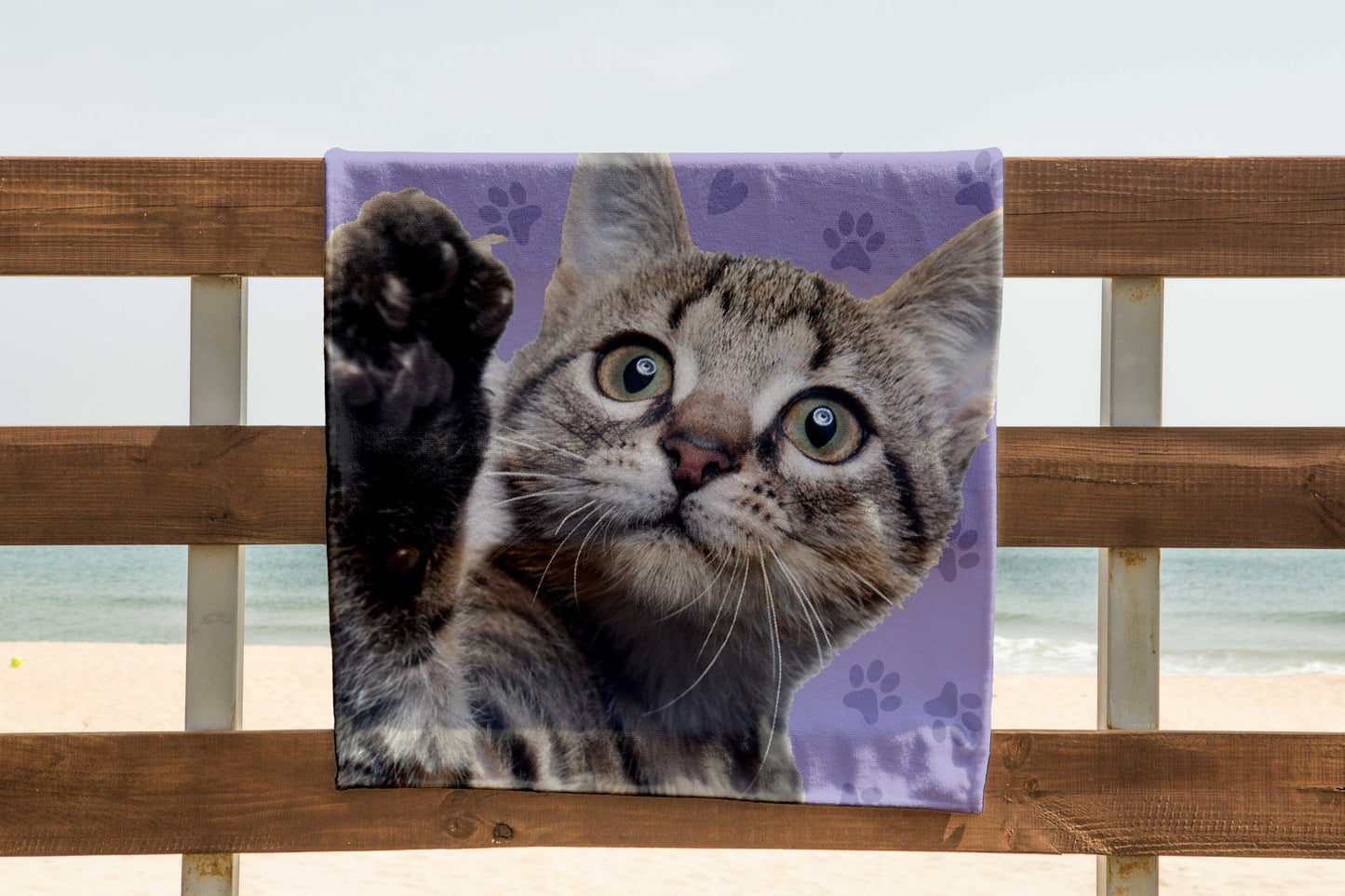 Custom Pet Photo Beach Towel with name, Dog Picture Beach Towel