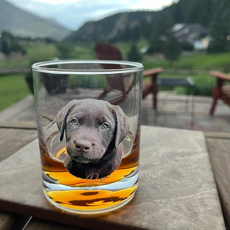 Custom Pet Portrait Whiskey Glass