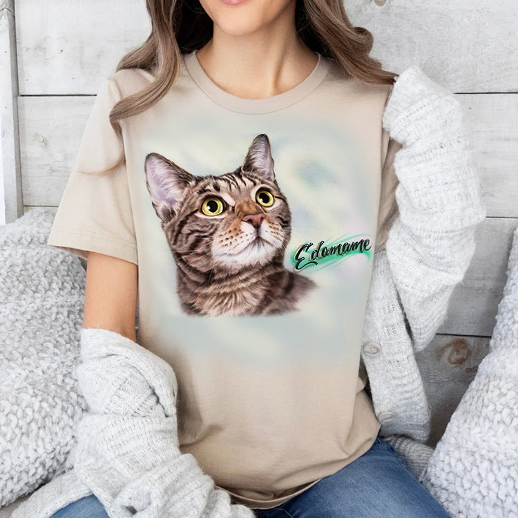 Pet Portrait Custom Airbrush Photo-Realistic, Hand Painted from Your Image Tee, Sweatshirt Hoodie