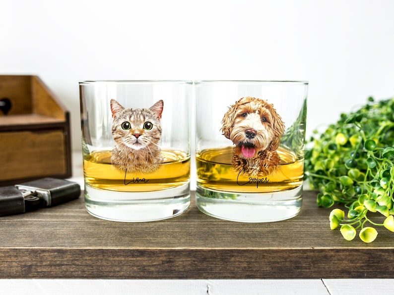 Custom Pet Portrait Whiskey Glass