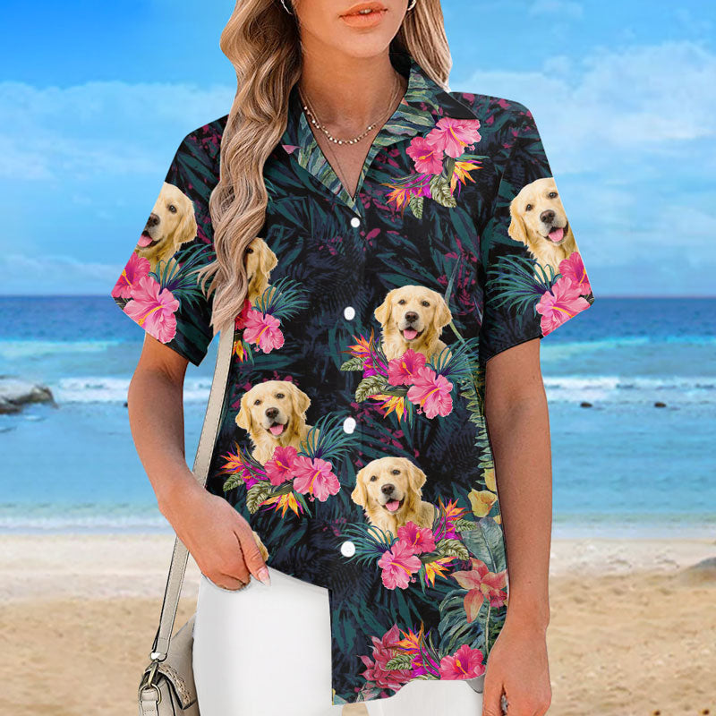 Custom Photo I Live For Summer - Dog & Cat Personalized Unisex Tropical Hawaiian Aloha Shirt