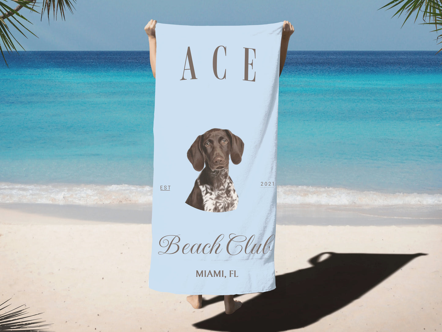 Custom Pet Beach Club Towel, Beach Towel With Pet Name