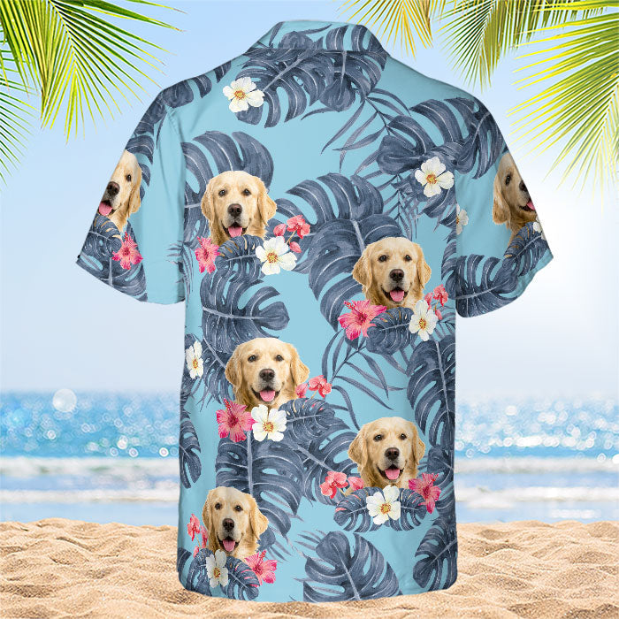 Tropical Leaves And Pet - Dog & Cat Personalized Custom Unisex Hawaiian Shirt