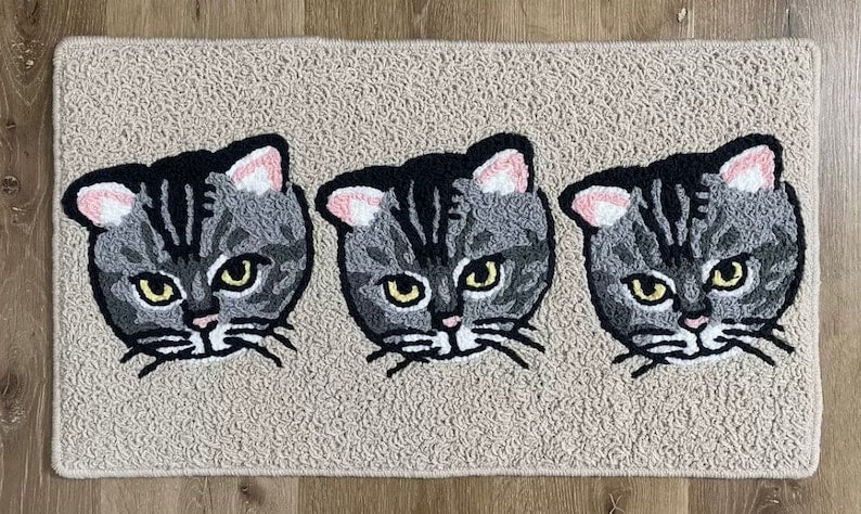 Custom Pet Portrait Rug - Personalized Cartoon Pet Rug, Animals, Dog, Cat, Handmade Custom Tufted Rug, Pet Portrait, Machine Washable, Gift