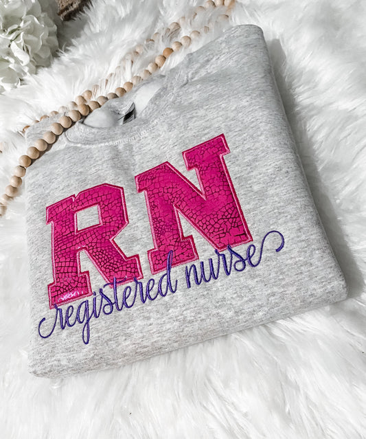 Cute Leather embroidery Apparel Registered Nurse