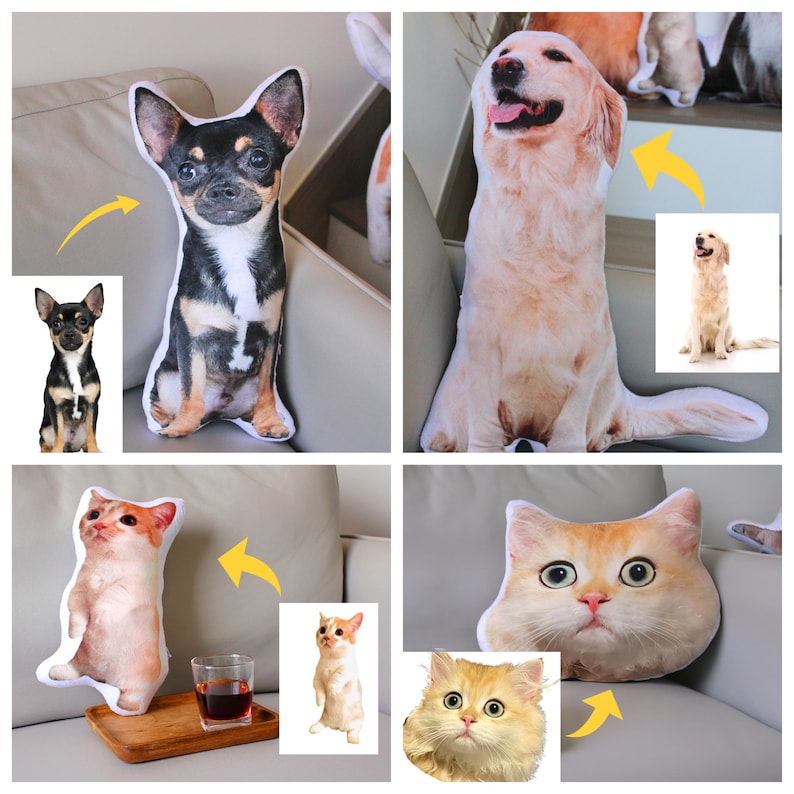 Custom Pet Pillow from Photo, Pet Shape Pillow, Personalized 3d Pet Shape Cushion