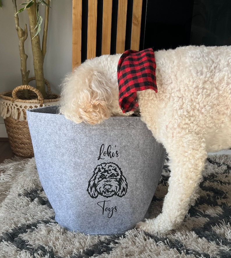 Personalized Dog Toy Storage Bag, Personalized Dog Toy Basket, Gift for Dog Lovers