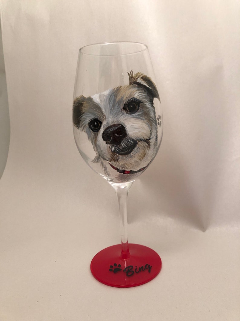 Custom Hand Painted Pet Portrait High Heel Wine Glass